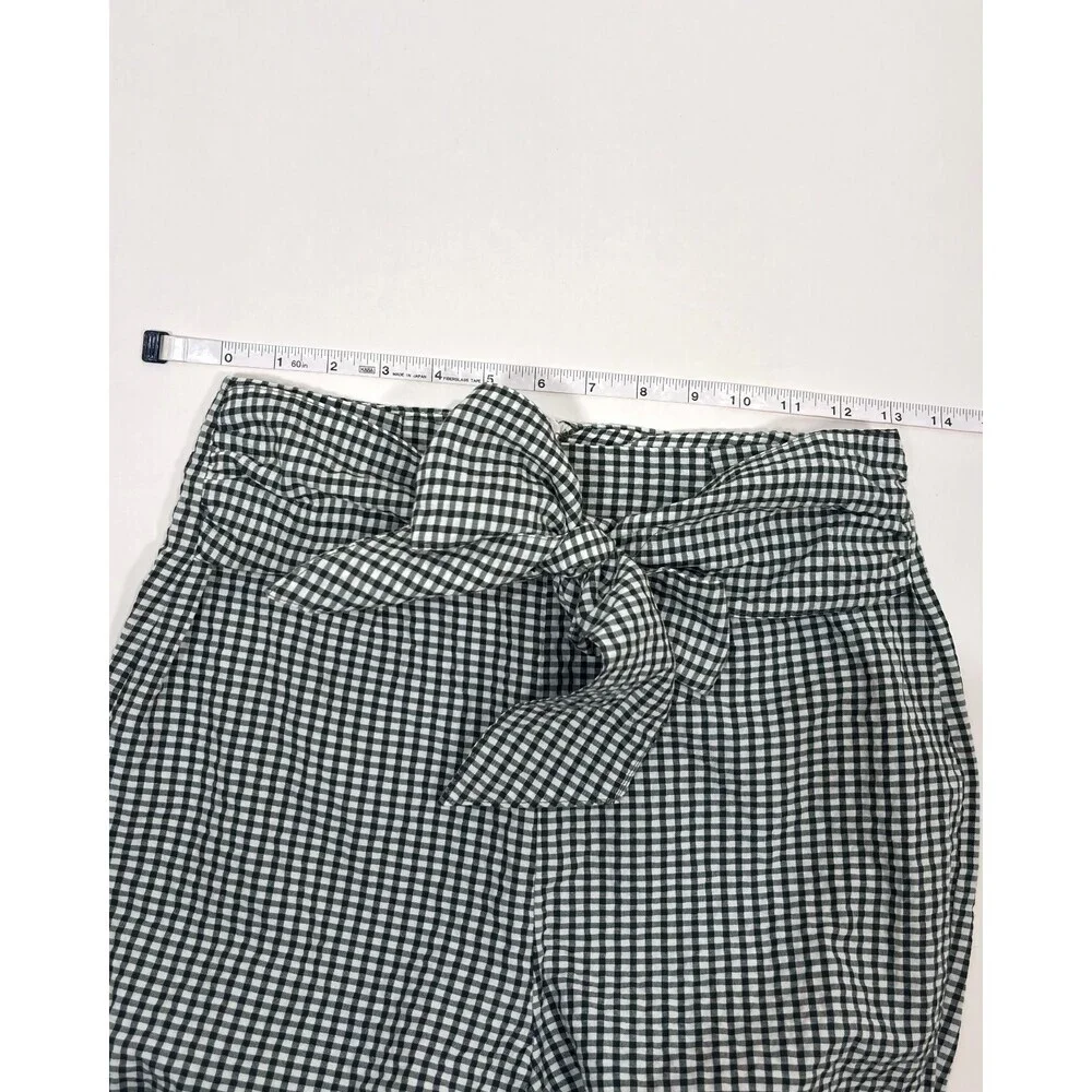 Free People Westside Gingham Seersucker Tie-Waist Pants Black White - Size 2